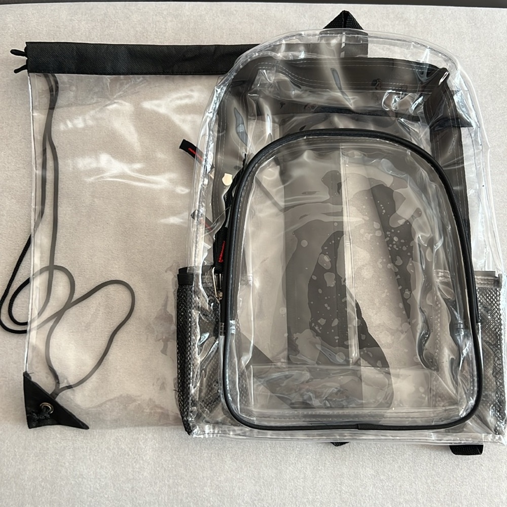 Clear Backpack And Clear Drawstring Bag (Includes… - image 1